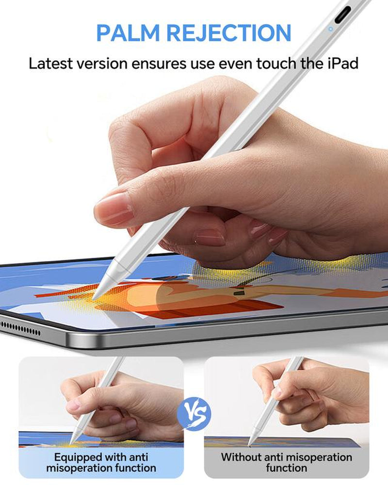 Stylus Pen for Ipad, Faster Charge, Tilt Sensitivity Palm Rejection Active Touch Screen Pencil Compatible with Ipad for 6/7/8/9/10, Pro 11/12.9/13/M4, Air 3/4/5/6/M2, Mini 5/6/7Th(2018-2024)