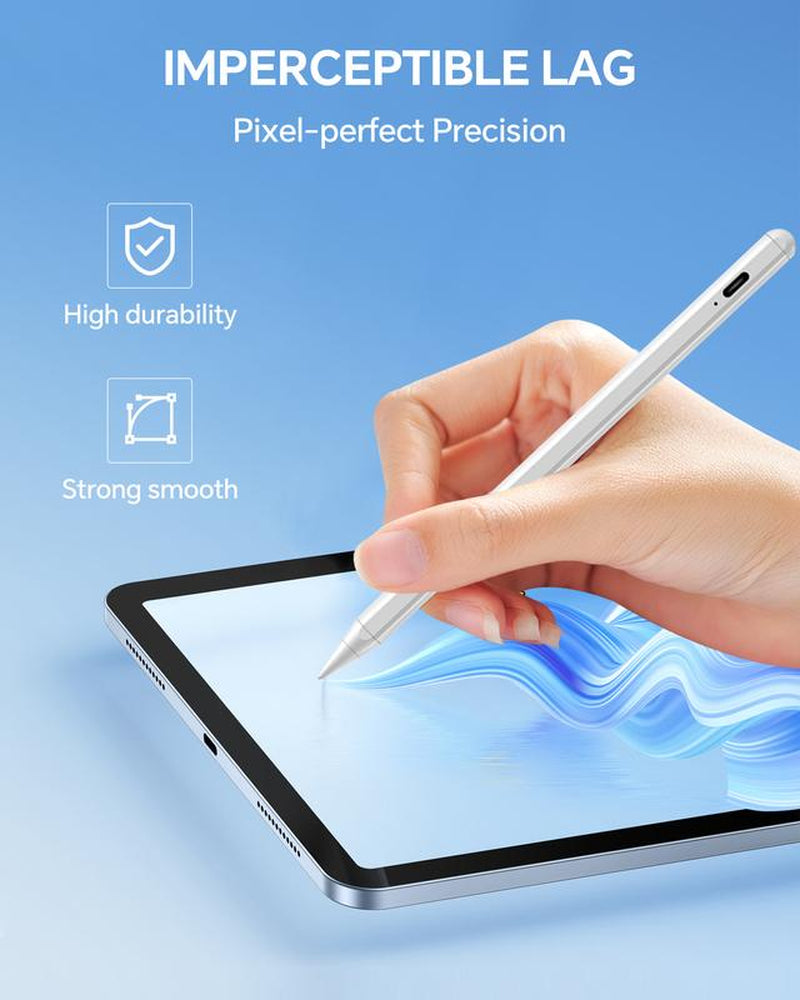 Stylus Pen for Ipad, Faster Charge, Tilt Sensitivity Palm Rejection Active Touch Screen Pencil Compatible with Ipad for 6/7/8/9/10, Pro 11/12.9/13/M4, Air 3/4/5/6/M2, Mini 5/6/7Th(2018-2024)