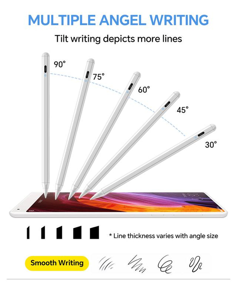 Stylus Pen for Ipad, Faster Charge, Tilt Sensitivity Palm Rejection Active Touch Screen Pencil Compatible with Ipad for 6/7/8/9/10, Pro 11/12.9/13/M4, Air 3/4/5/6/M2, Mini 5/6/7Th(2018-2024)